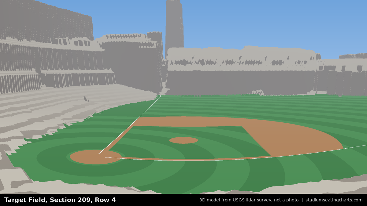 View from Target Field Section 209, Row 4, looking toward the pitcher's mound