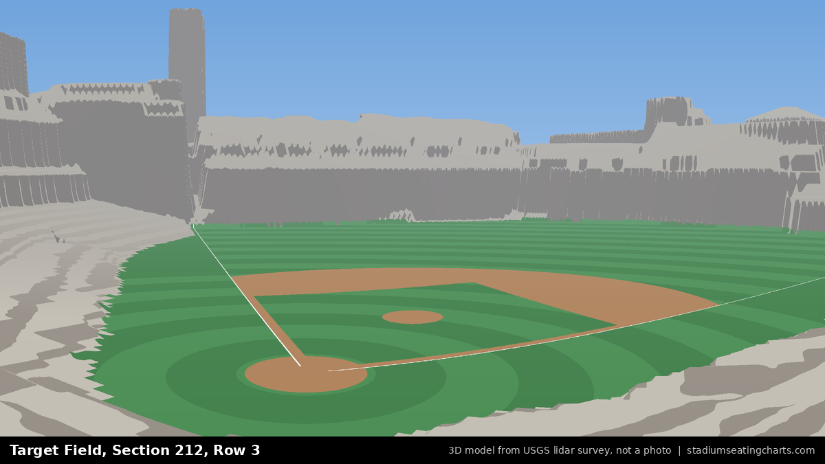 View from Target Field Section 212, Row 3, looking toward the pitcher's mound