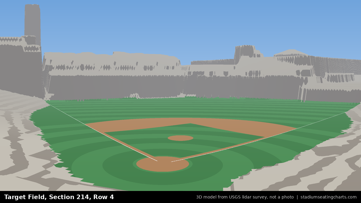 View from Target Field Section 214, Row 4, looking toward the pitcher's mound