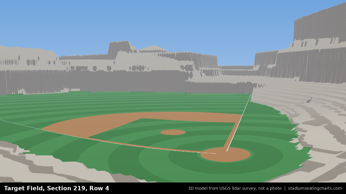 View from Target Field Section 219, Row 4, looking toward the pitcher's mound