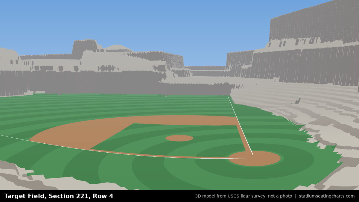 View from Target Field Section 221, Row 4, looking toward the pitcher's mound