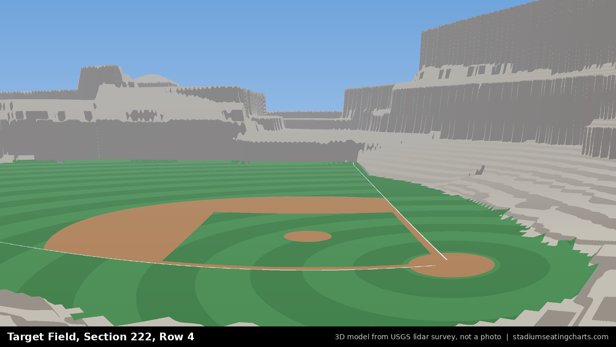 View from Target Field Section 222, Row 4, looking toward the pitcher's mound