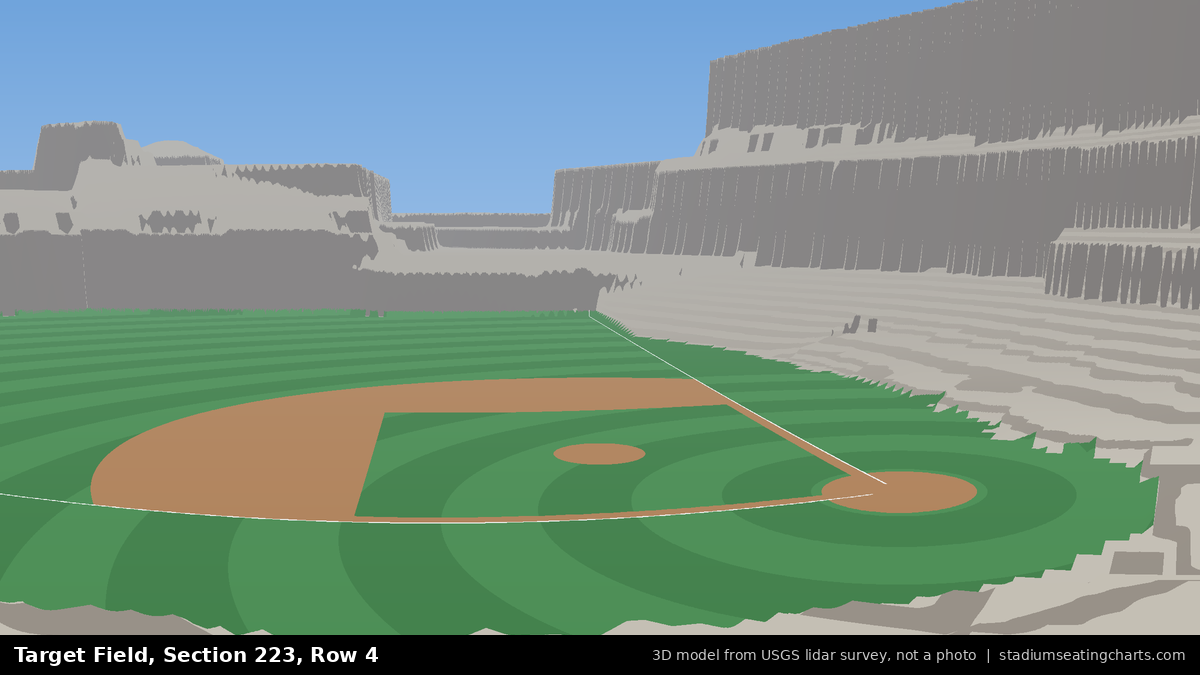 View from Target Field Section 223, Row 4, looking toward the pitcher's mound