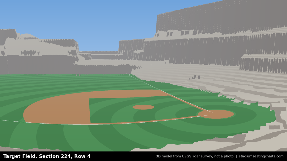 View from Target Field Section 224, Row 4, looking toward the pitcher's mound