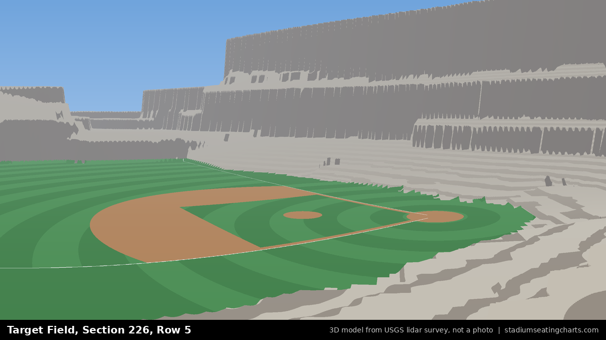View from Target Field Section 226, Row 5, looking toward the pitcher's mound