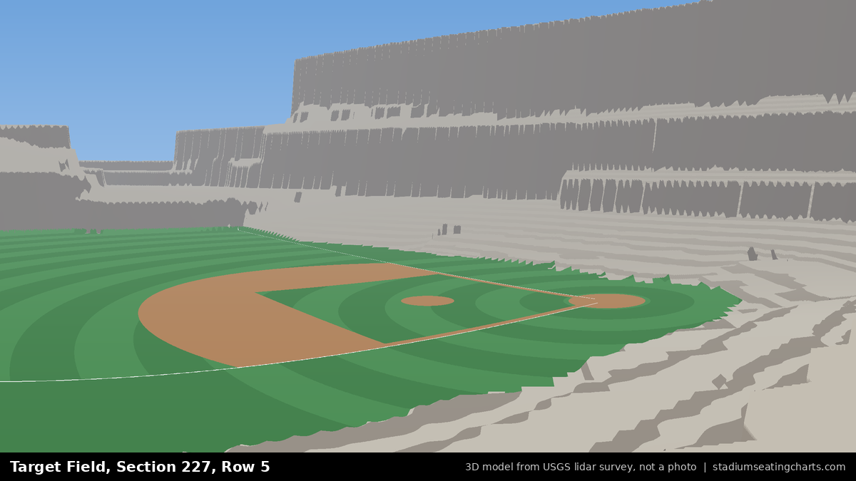 View from Target Field Section 227, Row 5, looking toward the pitcher's mound