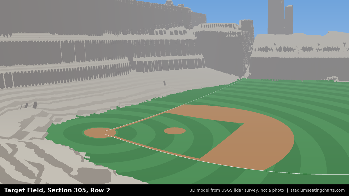 View from Target Field Section 305, Row 2, looking toward the pitcher's mound