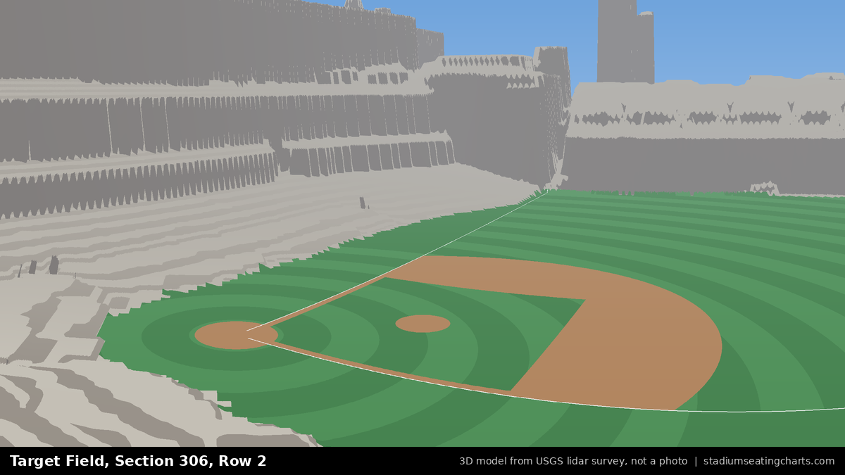 View from Target Field Section 306, Row 2, looking toward the pitcher's mound