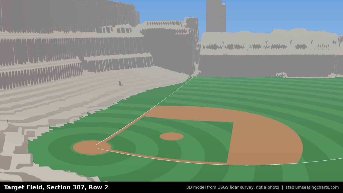 View from Target Field Section 307, Row 2, looking toward the pitcher's mound