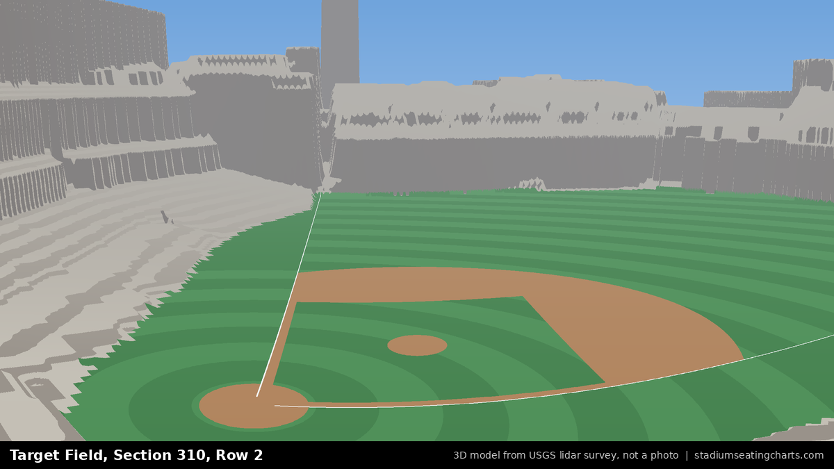 View from Target Field Section 310, Row 2, looking toward the pitcher's mound