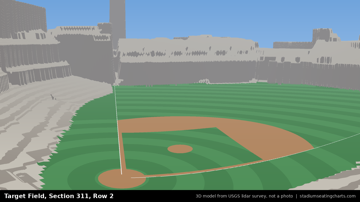 View from Target Field Section 311, Row 2, looking toward the pitcher's mound