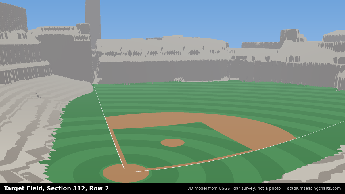 View from Target Field Section 312, Row 2, looking toward the pitcher's mound
