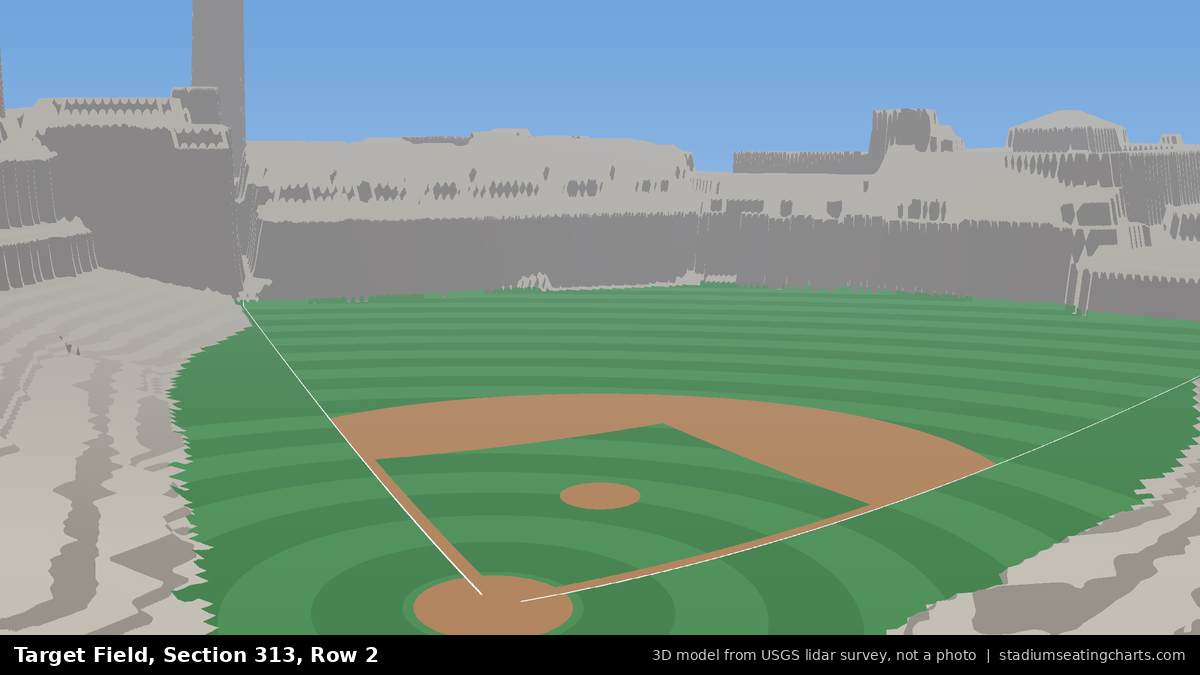 View from Target Field Section 313, Row 2, looking toward the pitcher's mound