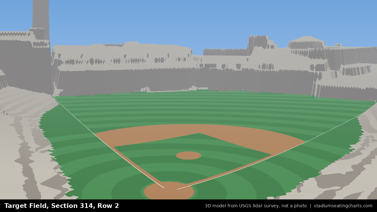 View from Target Field Section 314, Row 2, looking toward the pitcher's mound