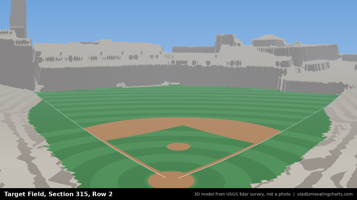 View from Target Field Section 315, Row 2, looking toward the pitcher's mound