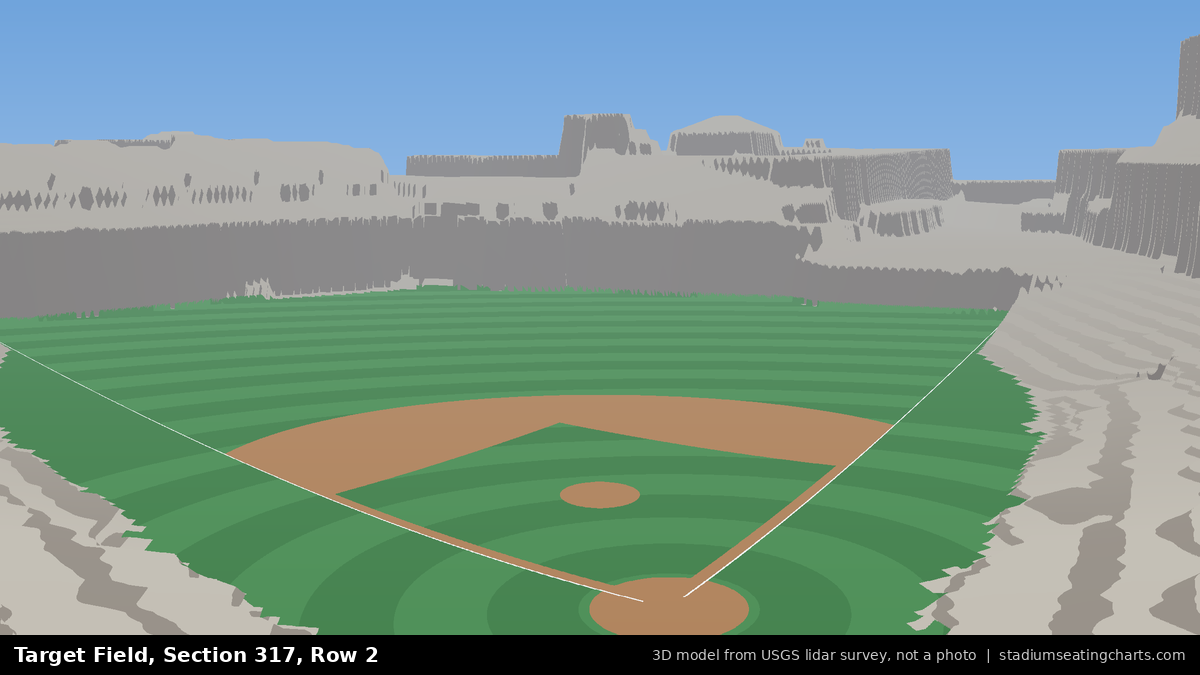 View from Target Field Section 317, Row 2, looking toward the pitcher's mound