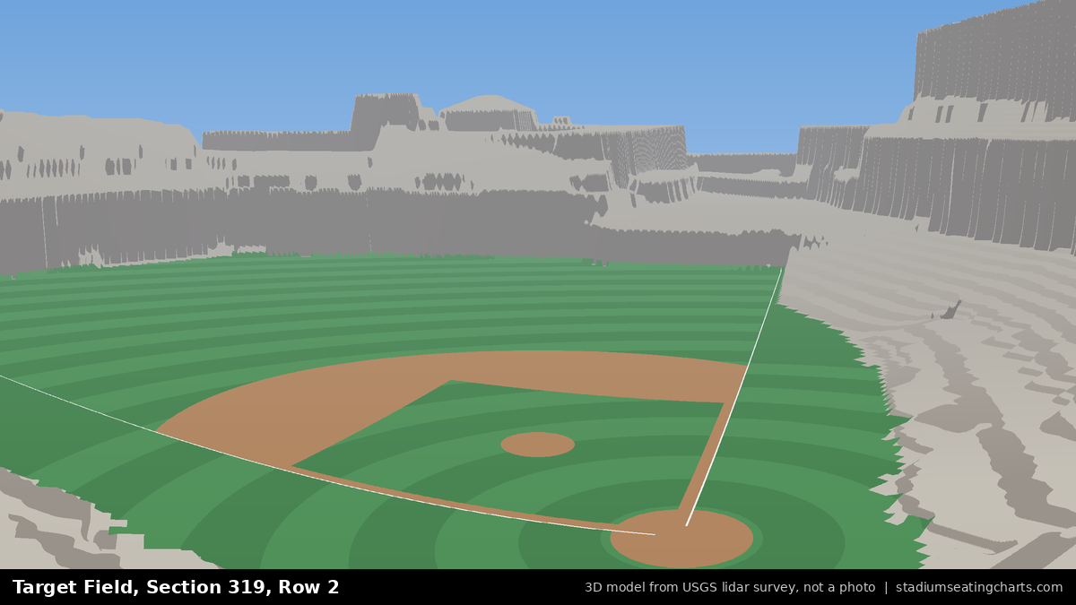 View from Target Field Section 319, Row 2, looking toward the pitcher's mound