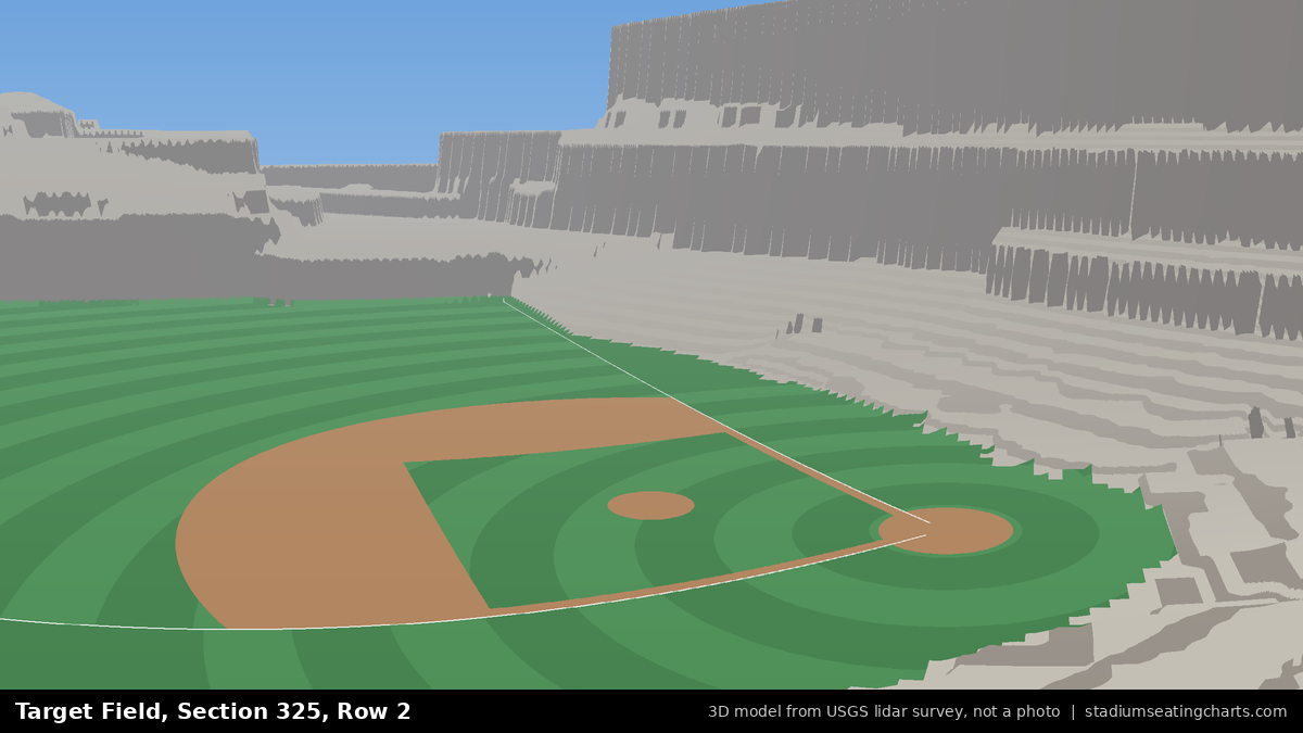 View from Target Field Section 325, Row 2, looking toward the pitcher's mound