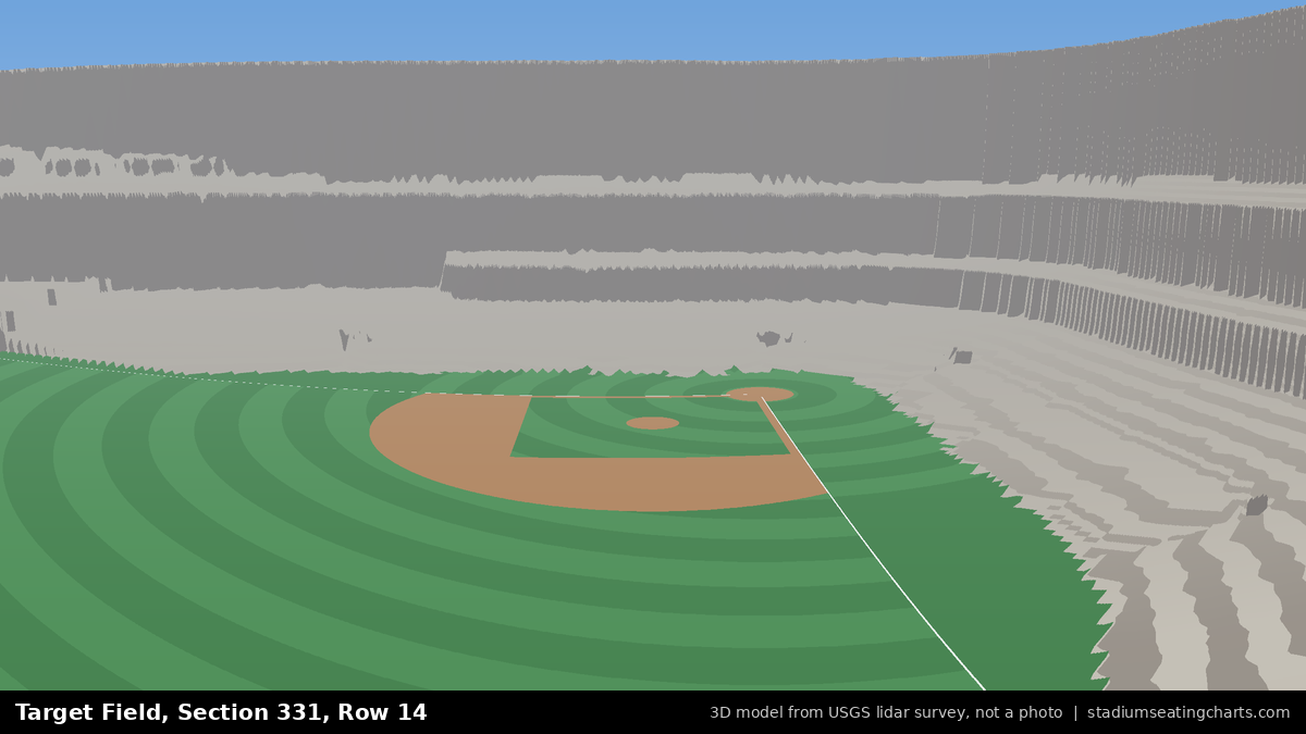 View from Target Field Section 331, Row 14, looking toward the pitcher's mound