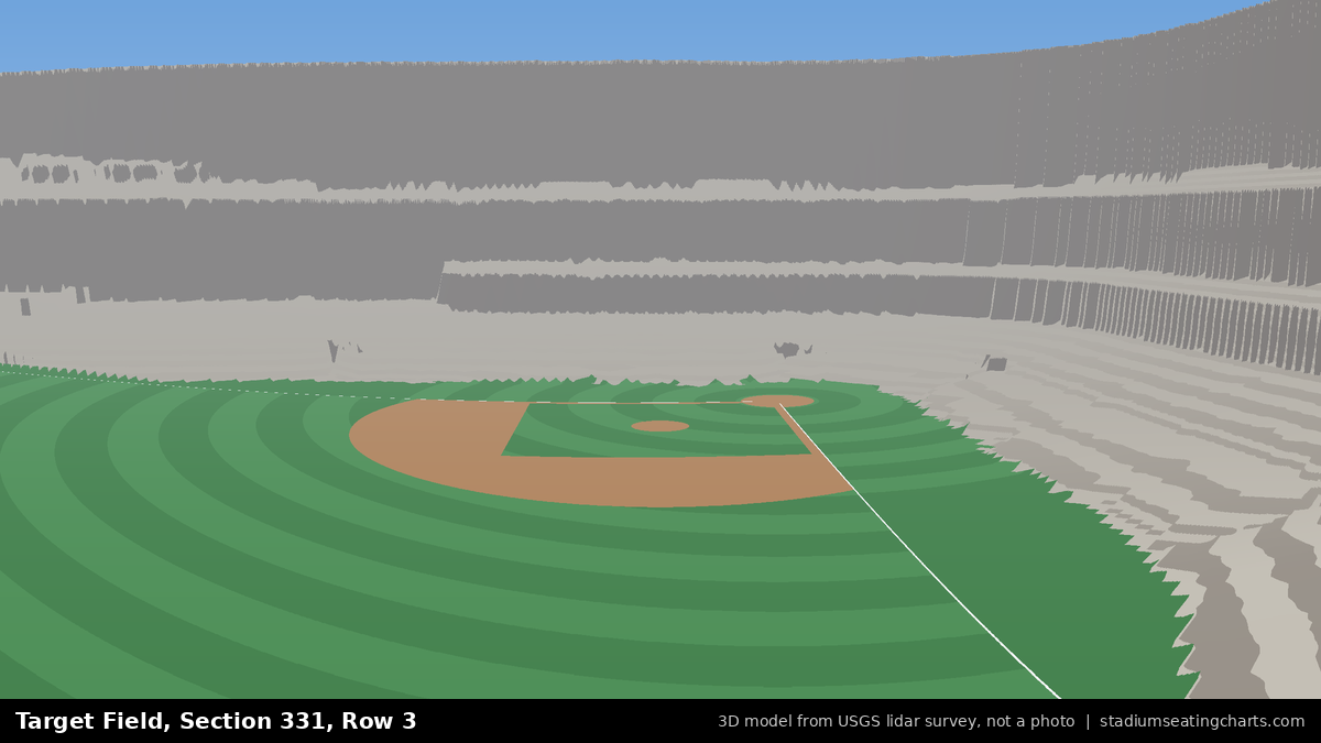 View from Target Field Section 331, Row 3, looking toward the pitcher's mound