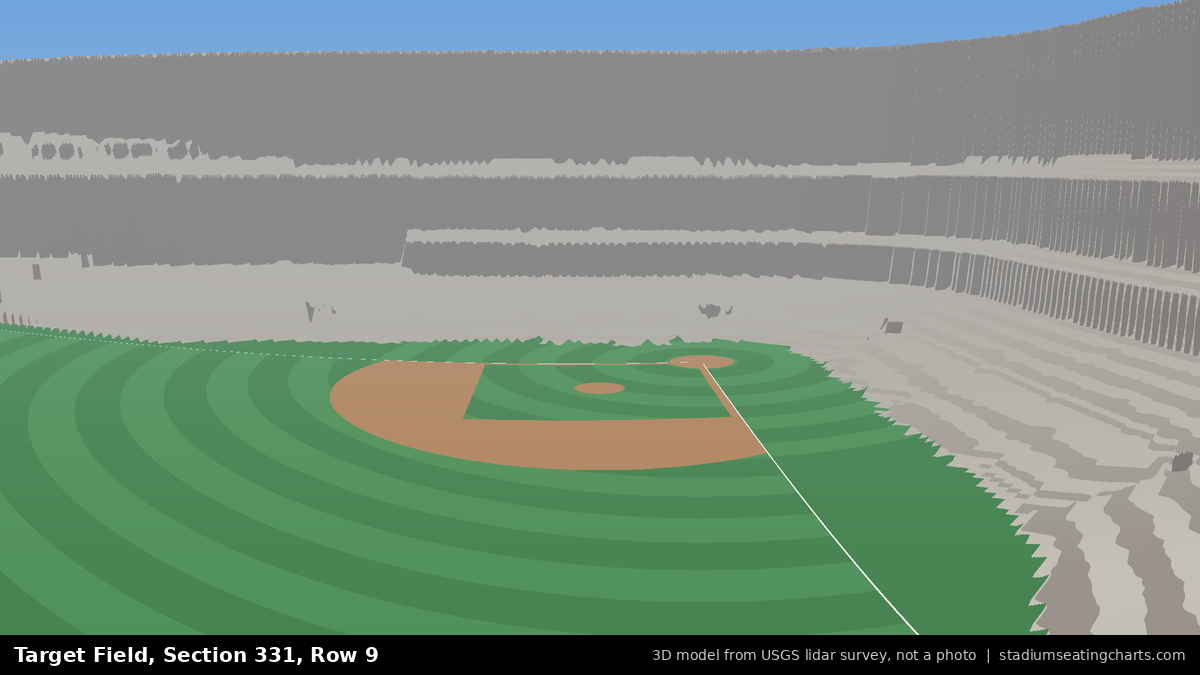 View from Target Field Section 331, Row 9, looking toward the pitcher's mound
