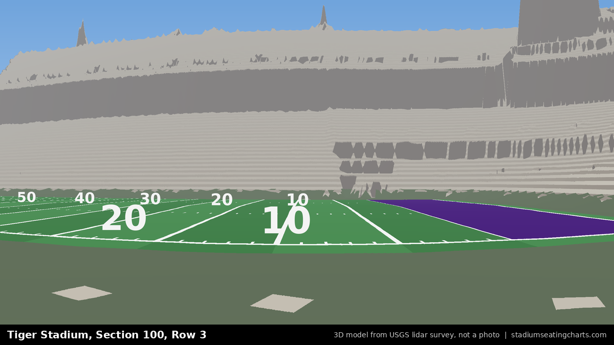 View from Tiger Stadium Section 100, Row 3, looking toward the field