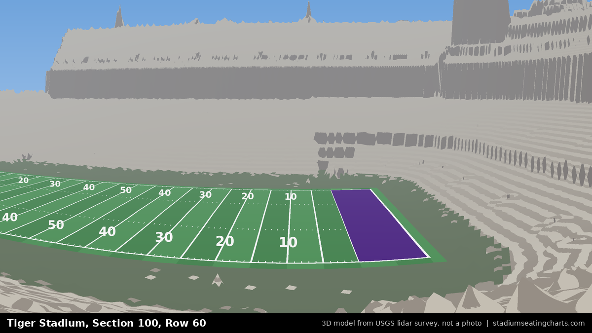View from Tiger Stadium Section 100, Row 60, looking toward the field