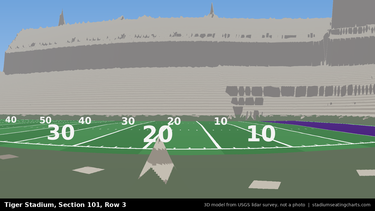 View from Tiger Stadium Section 101, Row 3, looking toward the field