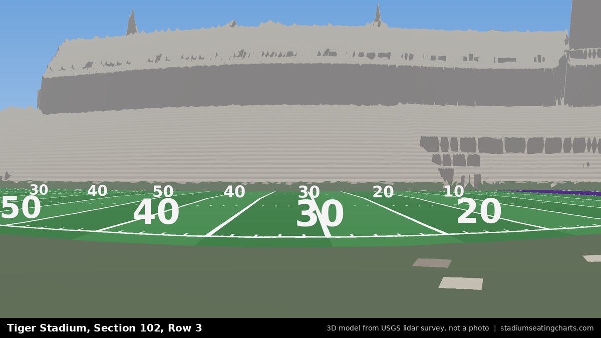 View from Tiger Stadium Section 102, Row 3, looking toward the field