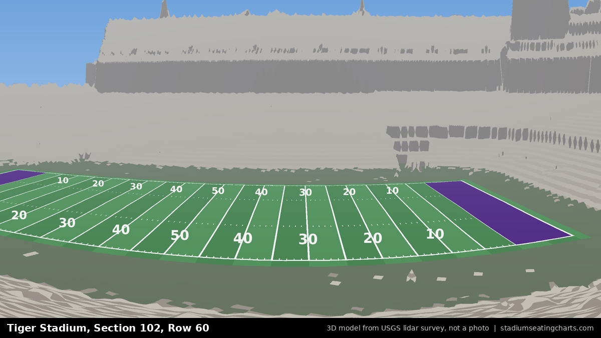 View from Tiger Stadium Section 102, Row 60, looking toward the field