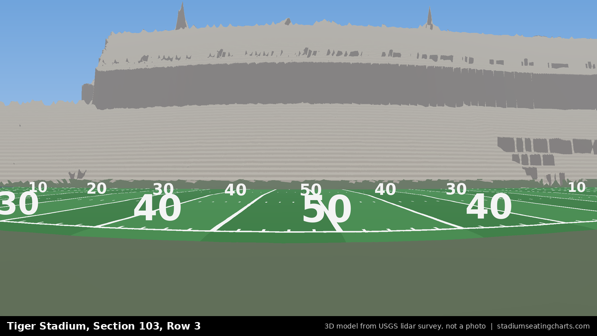 View from Tiger Stadium Section 103, Row 3, looking toward the field