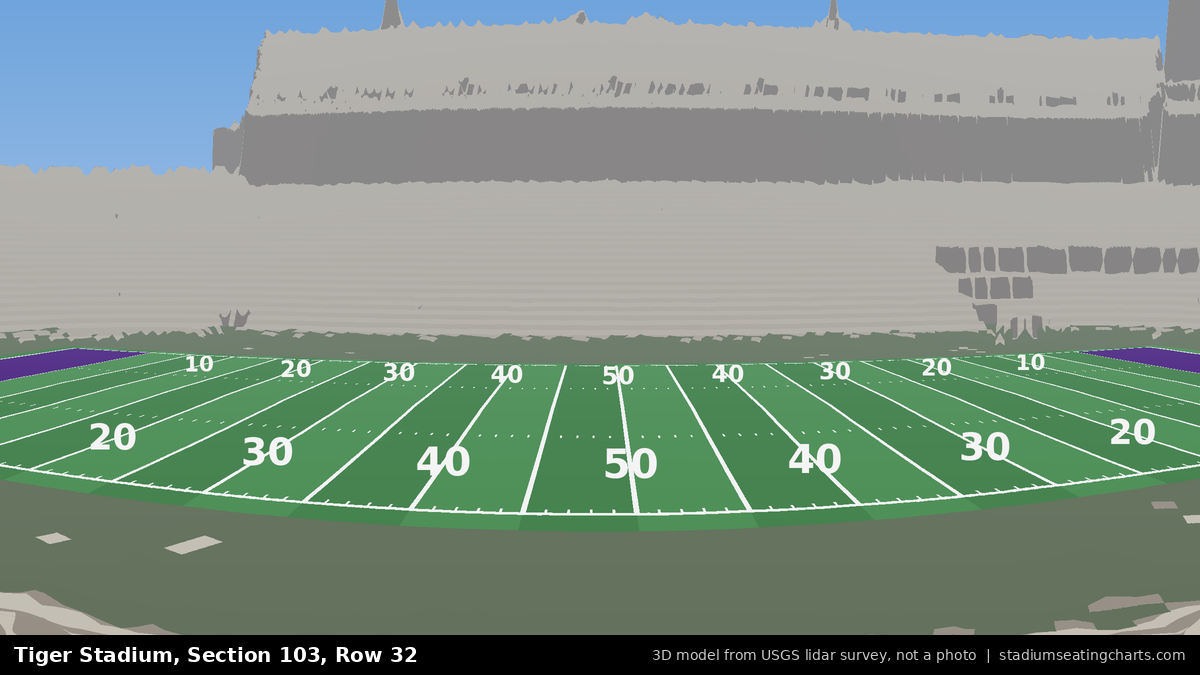 View from Tiger Stadium Section 103, Row 32, looking toward the field