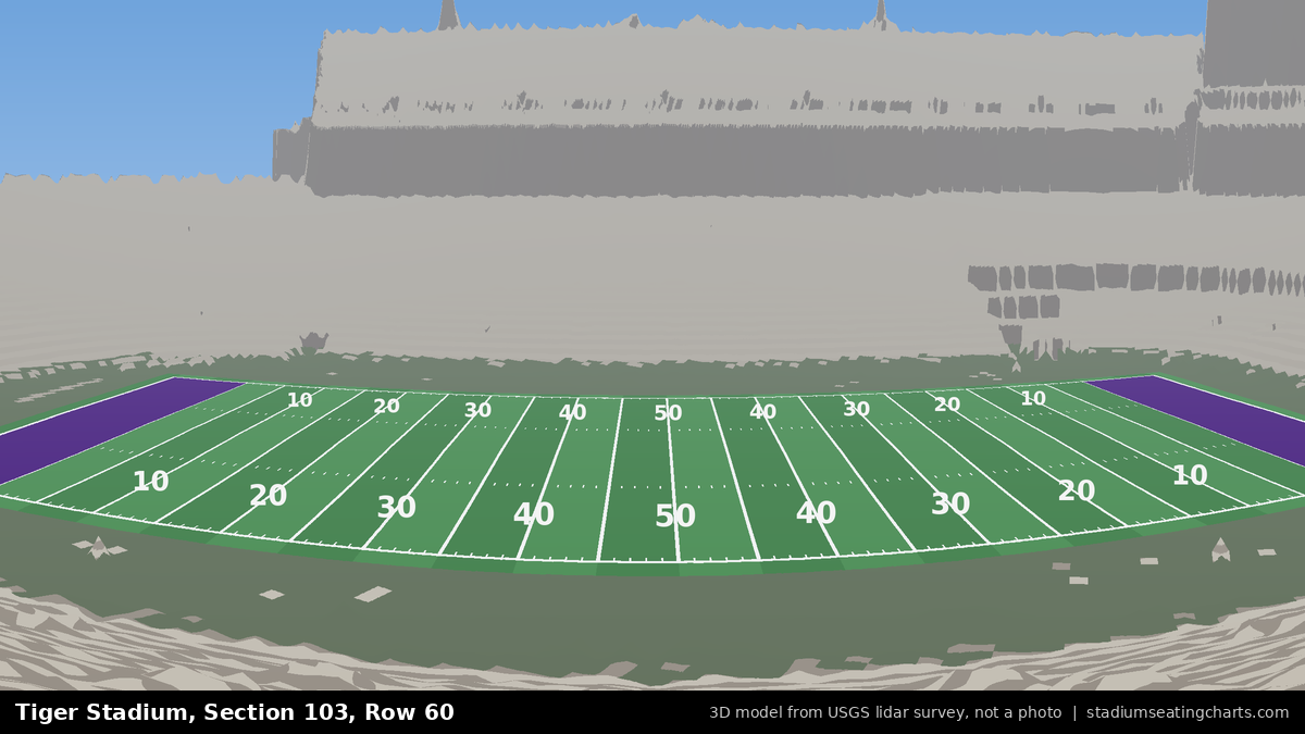 View from Tiger Stadium Section 103, Row 60, looking toward the field