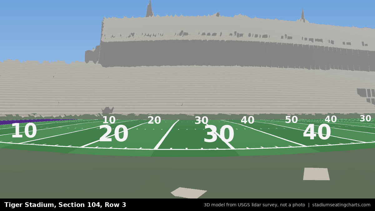 View from Tiger Stadium Section 104, Row 3, looking toward the field