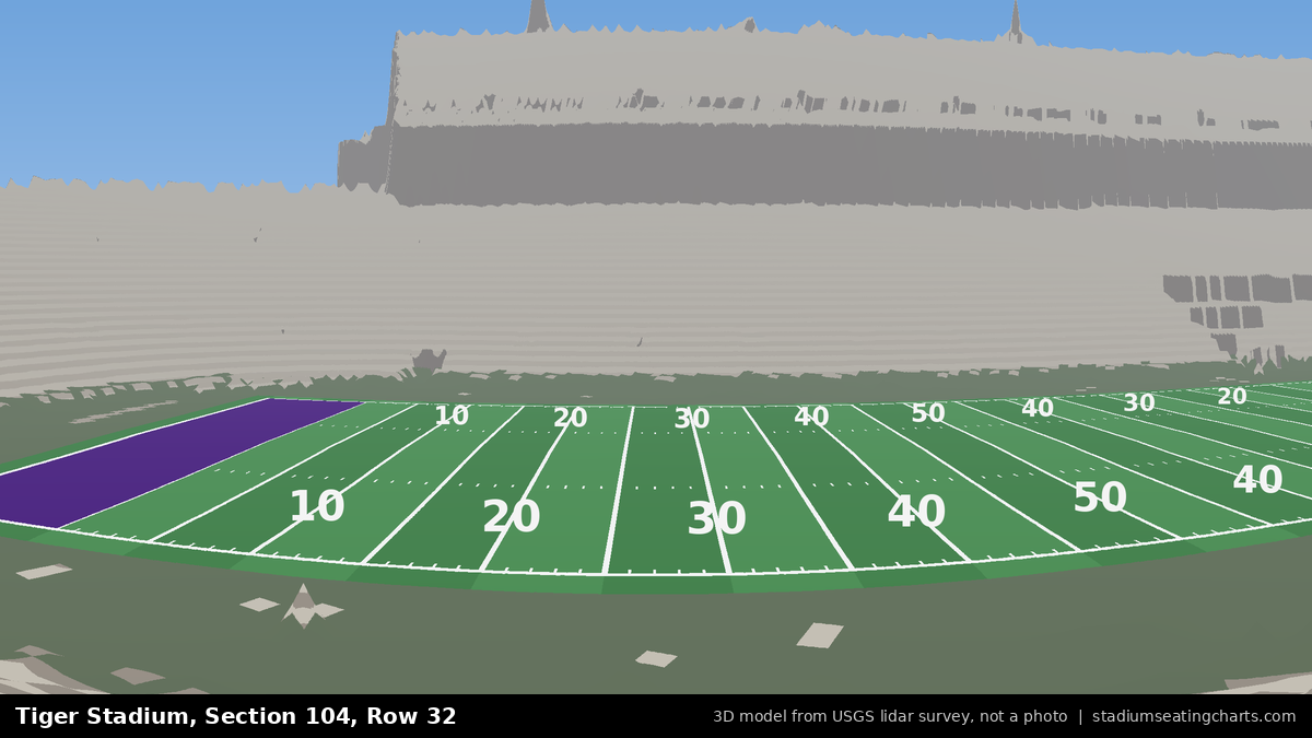 View from Tiger Stadium Section 104, Row 32, looking toward the field