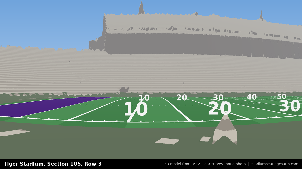 View from Tiger Stadium Section 105, Row 3, looking toward the field