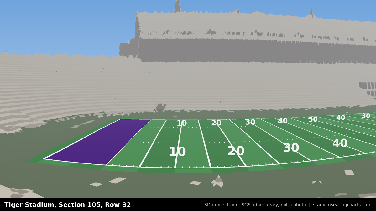 View from Tiger Stadium Section 105, Row 32, looking toward the field