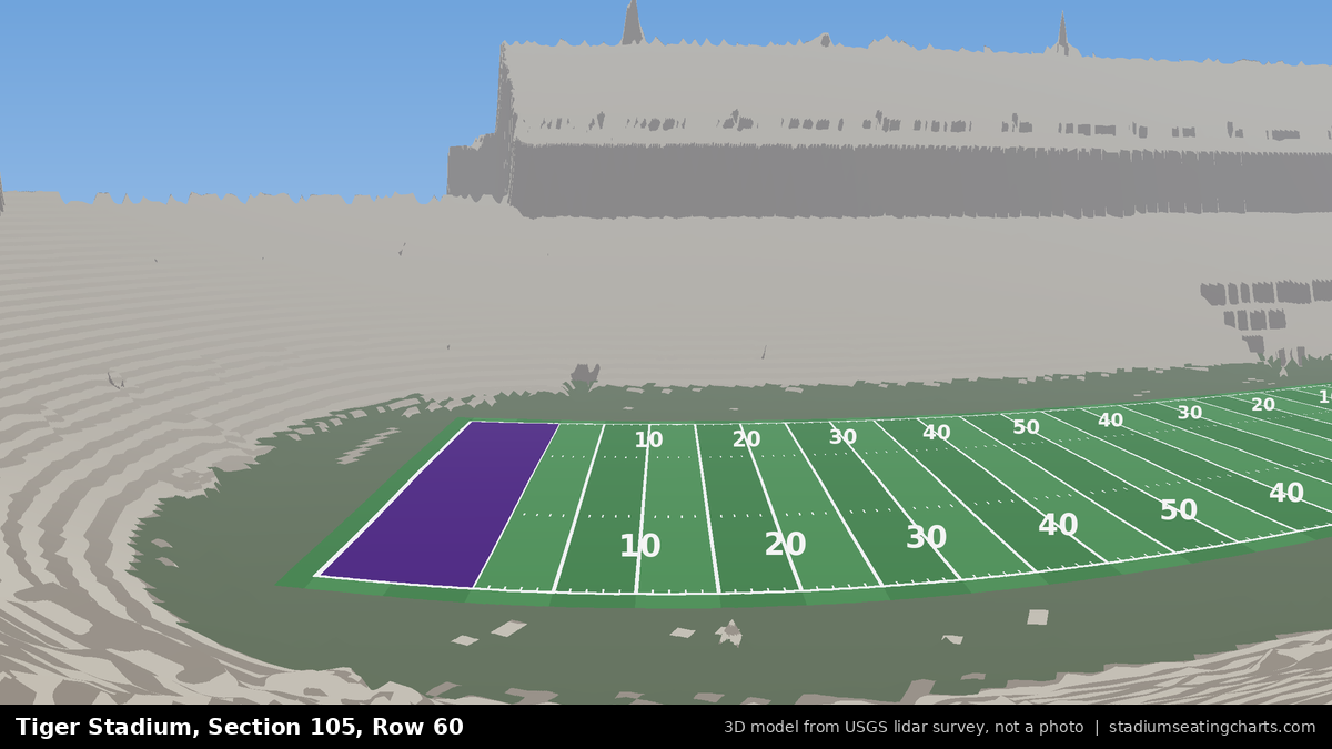 View from Tiger Stadium Section 105, Row 60, looking toward the field