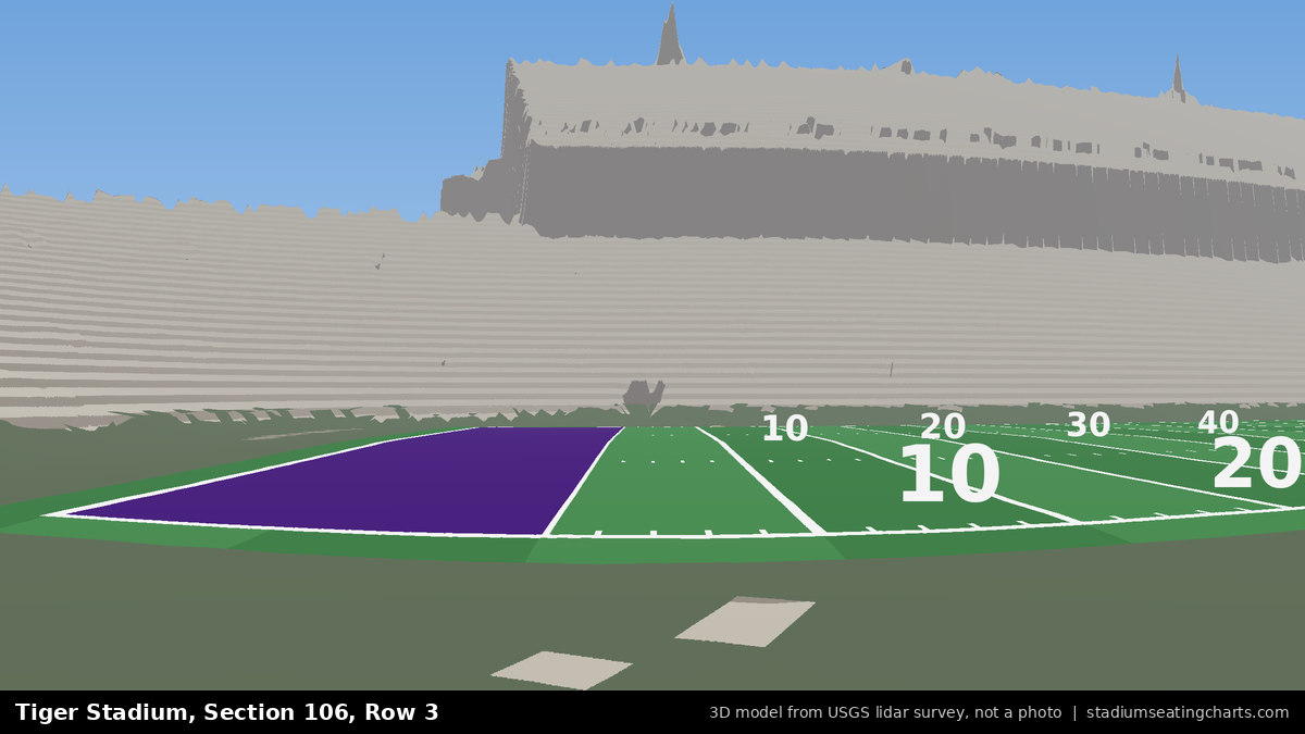 View from Tiger Stadium Section 106, Row 3, looking toward the field