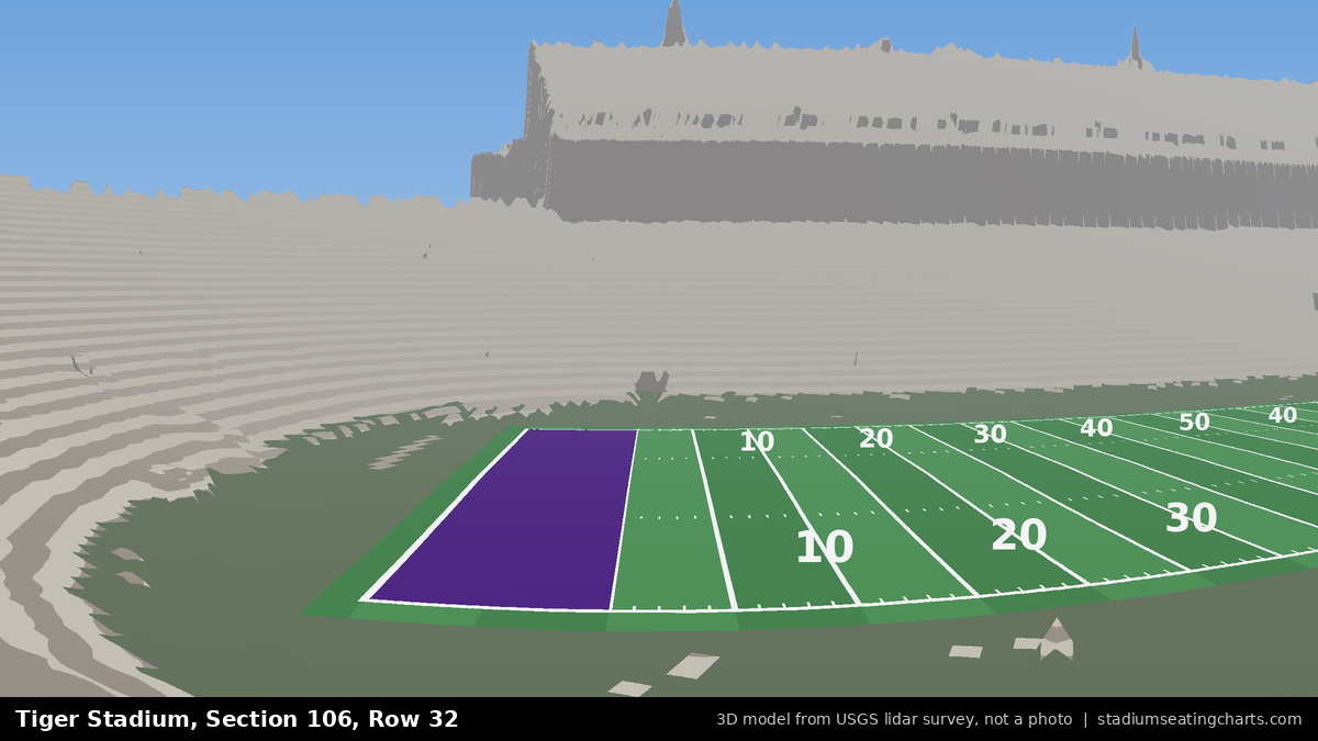 View from Tiger Stadium Section 106, Row 32, looking toward the field