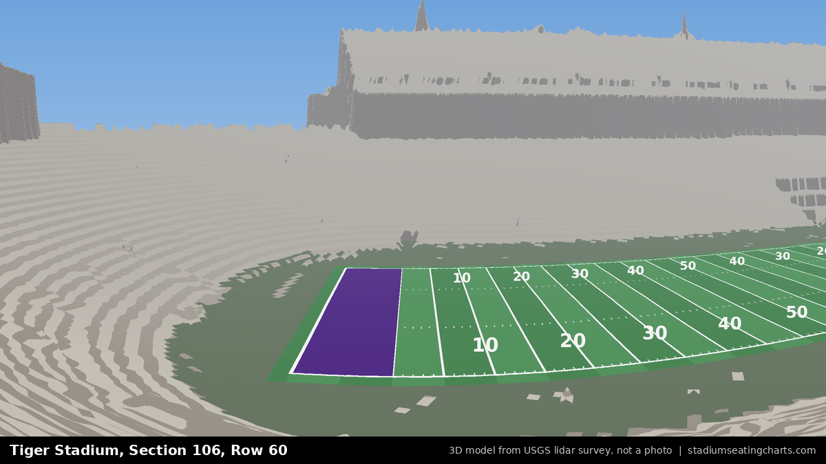 View from Tiger Stadium Section 106, Row 60, looking toward the field