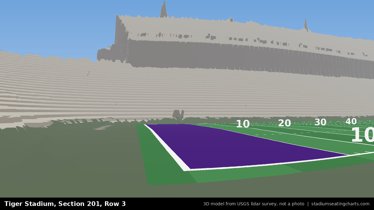 View from Tiger Stadium Section 201, Row 3, looking toward the field