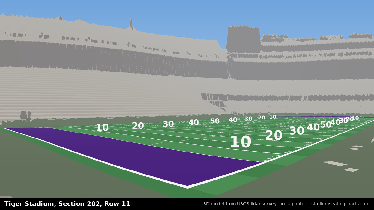 View from Tiger Stadium Section 202, Row 11, looking toward the field