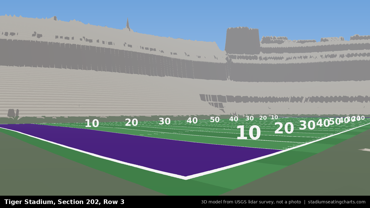 View from Tiger Stadium Section 202, Row 3, looking toward the field