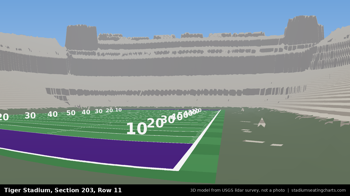 View from Tiger Stadium Section 203, Row 11, looking toward the field