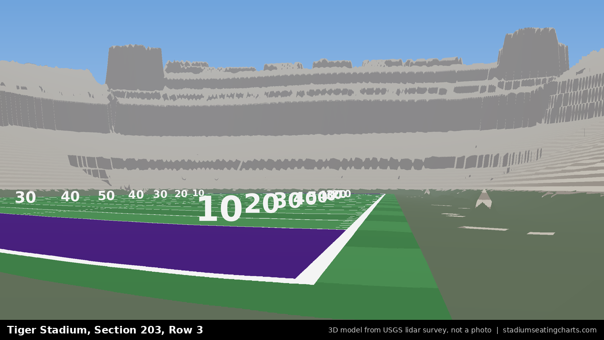 View from Tiger Stadium Section 203, Row 3, looking toward the field