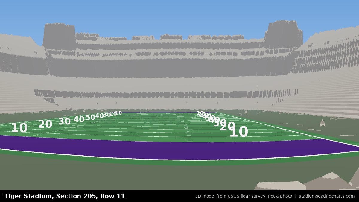 View from Tiger Stadium Section 205, Row 11, looking toward the field