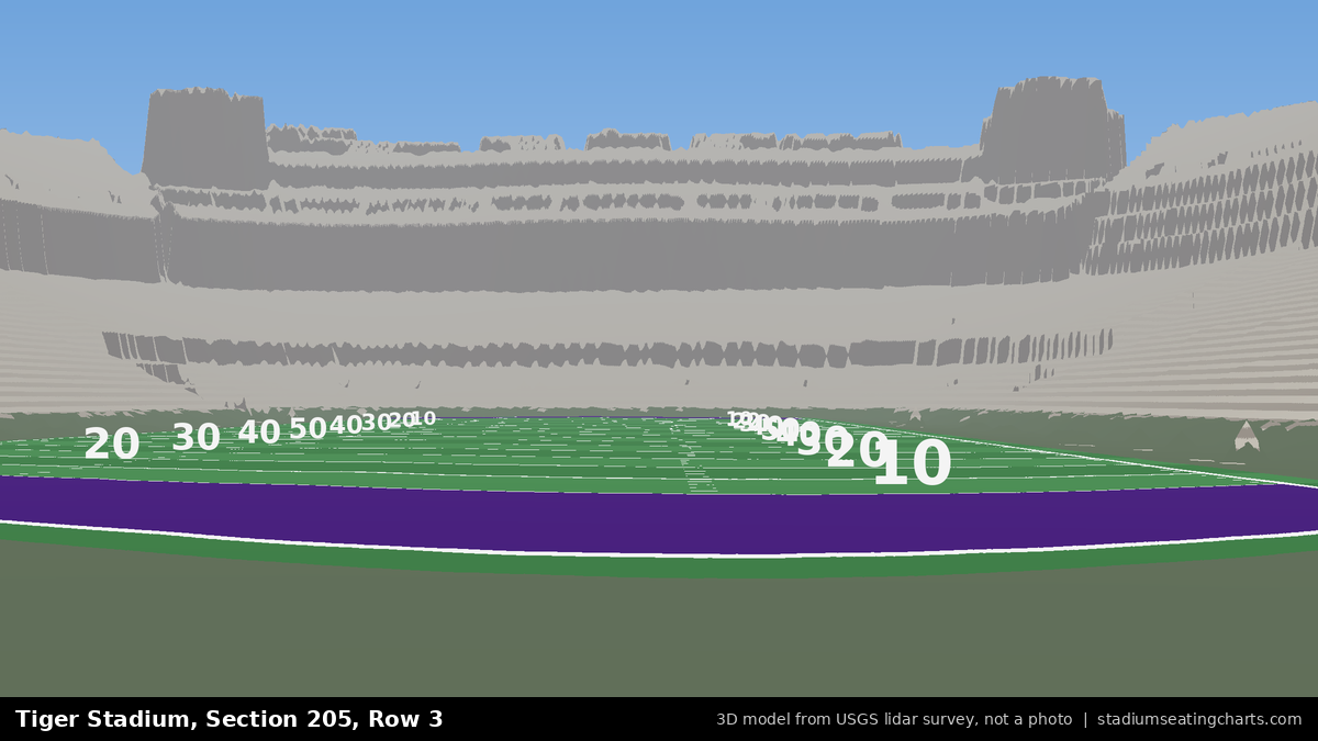 View from Tiger Stadium Section 205, Row 3, looking toward the field