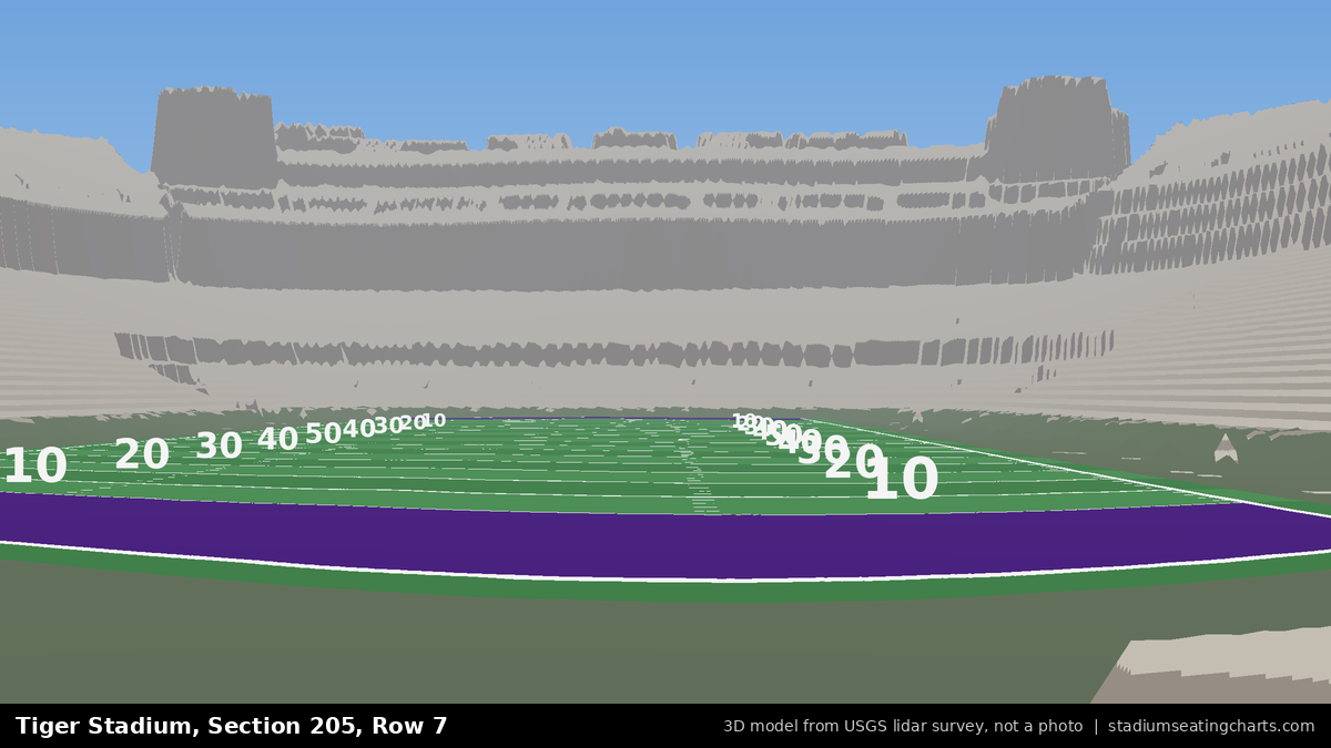 View from Tiger Stadium Section 205, Row 7, looking toward the field