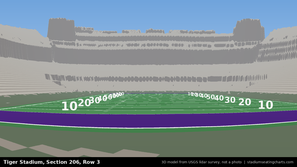 View from Tiger Stadium Section 206, Row 3, looking toward the field